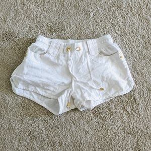 Linen White Shorts with Gold detailing